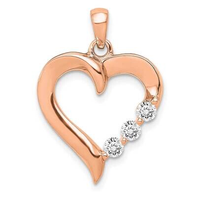 Three Stone Lab Grown Diamond Si1/Si2, G H I, Heart Pendant 14k Rose Gold PM4846-025-RLG, MPN: PM48…