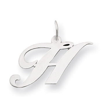 Medium Fancy Script Initial H Charm Pendant 14k white Gold YC653H, MPN: YC653H, 883957030074