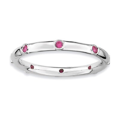 Created Ruby Ring - Sterling Silver QSK380, MPN: QSK380, 886774000923