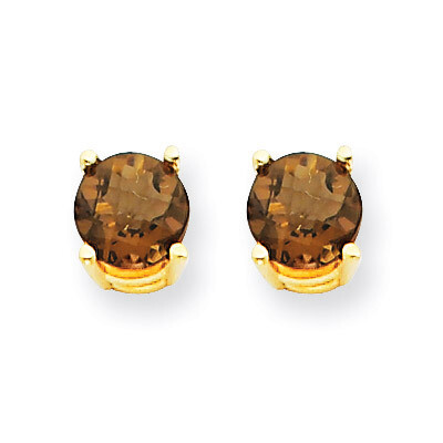 5mm Round Smokey Quartz Earrings 14k Gold XE72SQ, MPN: XE72SQ, 883957097343