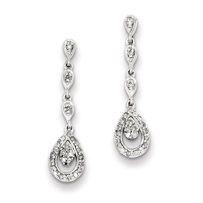 Diamond Teardrop Post Dangle Earrings Sterling Silver QE10514, MPN: QE10514, 883957356860