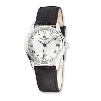 Charles Hubert Stainless Steel Leather Band 37mm Watch Men&#39;s XWA2643, MPN: XWA2643, 811233016672
