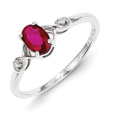 Oval Ruby Ring Sterling Silver Rhodium-plated Diamond QR4505R, MPN: QR4505R, 883957533964