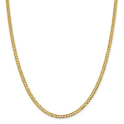 16 Inch 3.7mm Solid Polished Light Flat Cuban Chain 14k Gold LCB100-16, MPN: LCB100-16, 883957113067