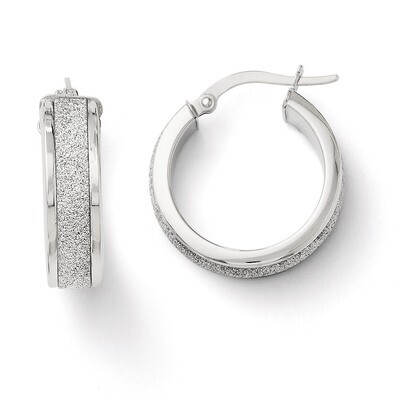 Leslie&#39;s Fancy Glimmer Infused Hoop Earrings - 14k White Gold HB-LE136, MPN: LE136, 886774569406