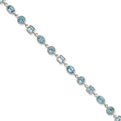 Blue Topaz Bracelet Sterling Silver QX602BT, MPN: QX602BT, 886774647937