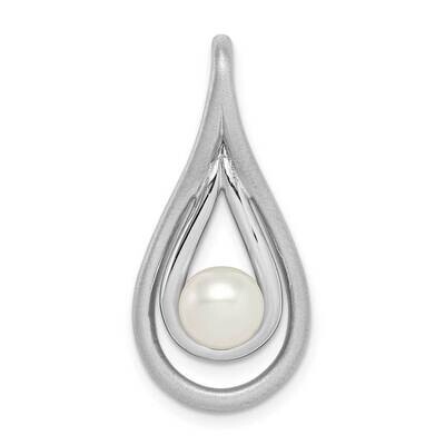 Brushed &amp; Polished (6-7mm) Freshwater Cultured Pearl Teardro Sterling Silver Rhodium-plated QP5181,…