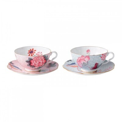 Wedgwood Cuckoo Teacup and Saucer Set of Two Pink and Blue, MPN: 40003929, 701587159777