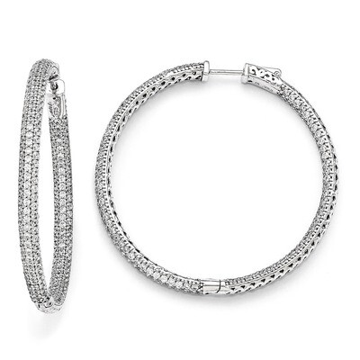 Pave 2 inch Diameter Cubic Zirconia In and Out Hoop Earrings Sterling Silver QMP325, MPN: QMP325, 8…