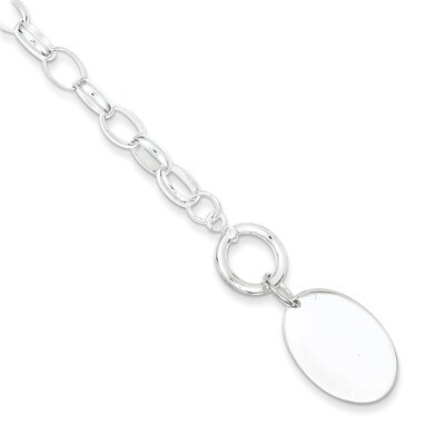 7 Inch Oval Disc Bracelet Sterling Silver Fancy QG516-7, MPN: QG516-7, 883957951034