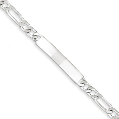 8.5 Inch Engravable Figaro Link ID Bracelet Sterling Silver Polished QID90-8.5, MPN: QID90-8.5, 883…