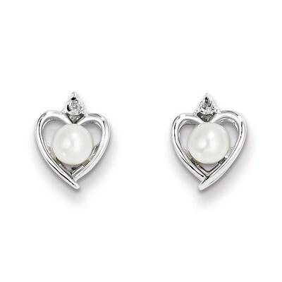 Pearl &amp; Diamond June Earrings Sterling Silver Cultured QBE19JUN, MPN: QBE19JUN, 886774645681