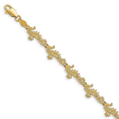 3-D Seahorse Link Bracelet 14k Gold Textured FB1817-7, MPN: FB1817-7, 193812463924