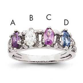 4 Synthetic Stone Family Ring 14k White Gold XMRW52/4SY, MPN: XMRW52_4--6, 883957165462