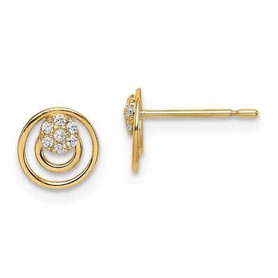 Circle Design Post Earrings 14k Gold CZ Diamond SE2992 by Madi K, MPN: SE2992, 191101902253