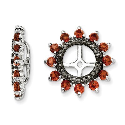 Garnet &amp; Black Sapphire Earring Jacket Sterling Silver Rhodium QJ108JAN, MPN: QJ108JAN, 191101388026