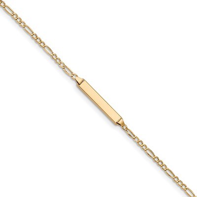 6 Inch ID with Semi-Solid Figaro Bracelet 14k Gold Polished DCID134-6, MPN: DCID134-6, 191101435317