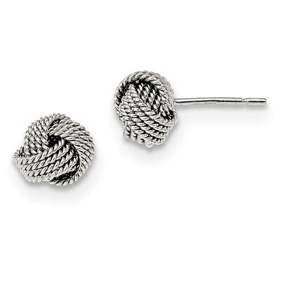 Textured Love Knot Post Earrings Sterling Silver QE13417, MPN: QE13417, 191101232695