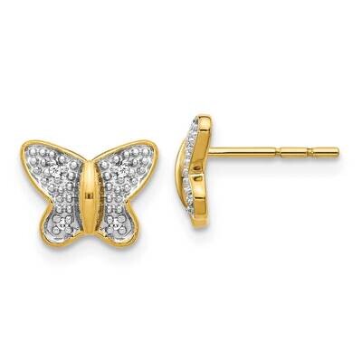 Rhodium Diamond Butterfly Post Earrings 14k Gold EM5504-002-YA, MPN: EM5504-002-YA, 883957464473