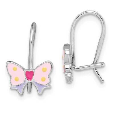 Enameled Butterfly Kidney Wire Earrings Sterling Silver Rhodium-plated QGK174 by Madi K, MPN: QGK17…
