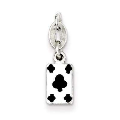 Sterling Silver Polished Enamel Card Charm QP2811