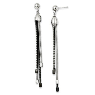 Sterling Silver Black Rhodium Polished 4 Strand Post Dangle Earrings QE10928