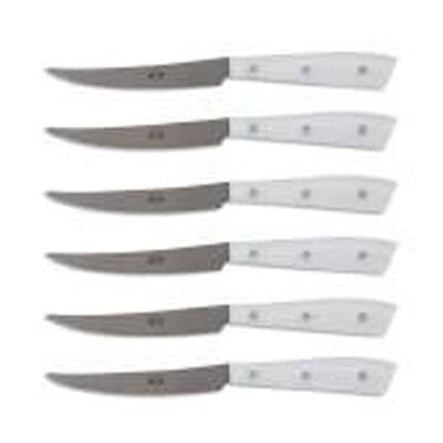 Berti Compendio Steak Set Of 6 Grey Blade Knife Ice Lucite Handle 7250