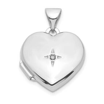 Diamond 18 Dangle 15mm Heart Locket Sterling Silver Rhodium-plated QLS1029, MPN: QLS1029,