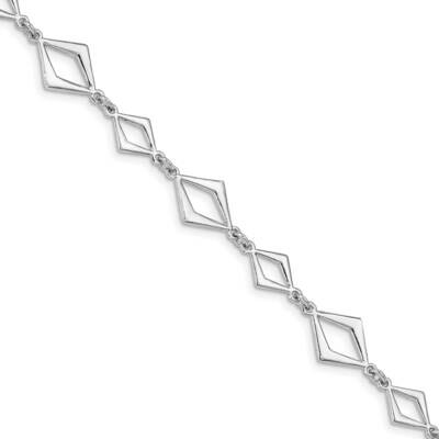 Leslie&#39;s Polished with .75 Inch Extender Bracelet Sterling Silver Rhodium-plated HB-QLF1175-6.5, MP…