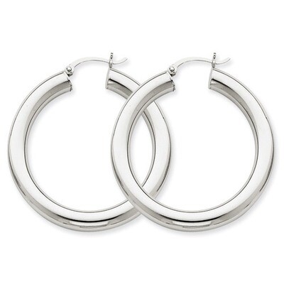 Polished 5mm Lightweight Hoop Earrings 14k White Gold T867L, MPN: T867L, 883957287171