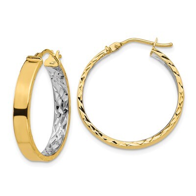 Leslie&#39;s White Rhodium Polished Diamond-cut Hoop Earrings 14k Gold HB-LE1801, MPN: LE1801, 19110173…