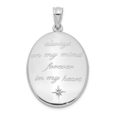 Always On My Mind Diamond Star Oval Open Locket Sterling Silver Rhodium-plated QLS1023, MPN: QLS102…