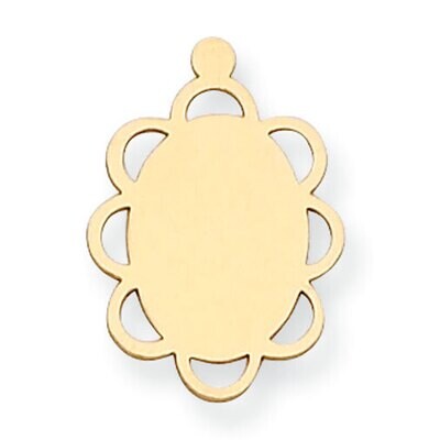 Open Oval Scalloped with Eyelet Stamping 14k Yellow Gold YG1288, MPN: YG1288,