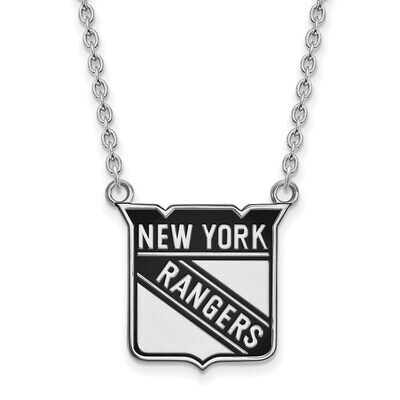 New York Rangers Large Enamel Pendant with Chain Necklace Sterling Silver SS030RNG-18, MPN: SS030RN…