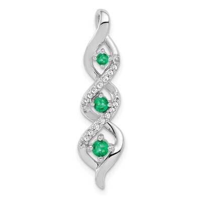 Fancy Twisted Diamond &amp; Emerald Chain Slide 14k White Gold PM5264-EM-008-WA, MPN: PM5264-EM-008-WA,…