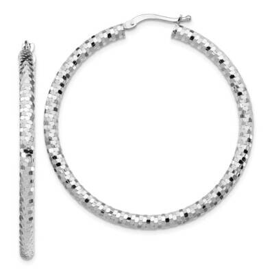 3x35mm Diamond-cut Hoop Earrings 14k White Gold TF1705W, MPN: TF1705W, 191101988455