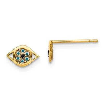 Multi-colored Eye Post Earrings 14k Gold CZ Diamond GK1069 by Madi K, MPN: GK1069, 883957867977