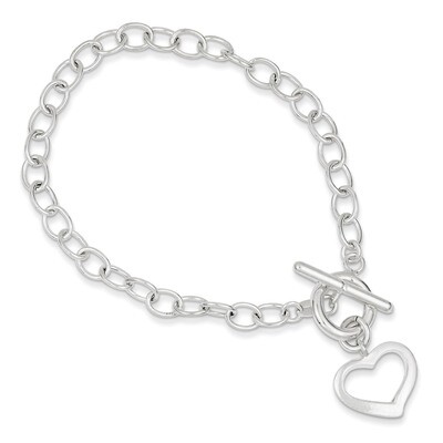 7.5 Inch Open Link Heart Bracelet Sterling Silver QG3278-7.5, MPN: QG3278-7.5, 191101294556