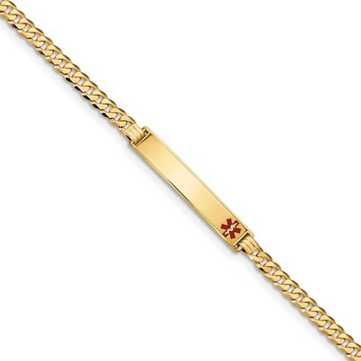 8 Inch Medical Red Enamel Flat Curb Link ID Bracelet 14k Gold XM562FR-8, MPN: XM562FR-8, 1911014375…