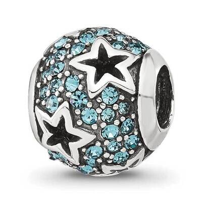 Blue CZ Stars Round Bead Sterling Silver QRS4276, MPN: QRS4276,