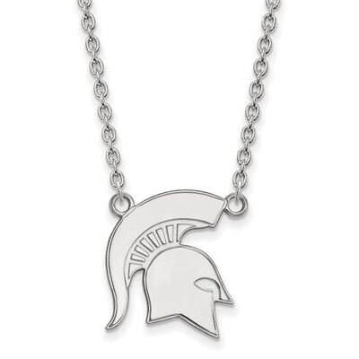 Michigan State University Large Pendant with Chain Necklace 14k White Gold 4W057MIS-18, MPN: 4W057M…