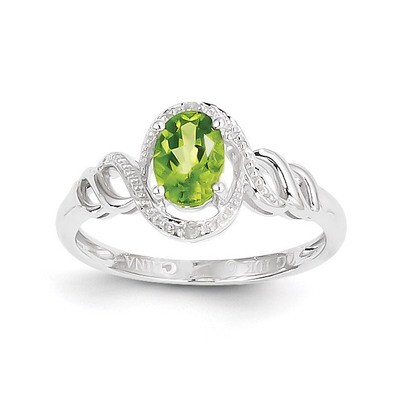 Peridot Diamond Ring 10k White Gold 10XB317, MPN: 10XB317, 883957345444