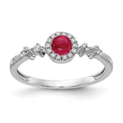 Cabochon Ruby Ring 14k White Gold Diamond RM4037-RU-025-WA, MPN: RM4037-RU-025-WA, 883957311890