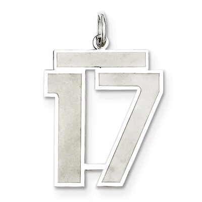 Pendant Number 17 Satin Sterling Silver Large QPP17, MPN: QPP17, 191101281563