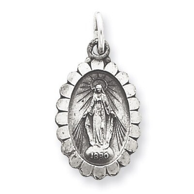 Miraculous Medal Antiqued Sterling Silver QC5512, MPN: QC5512, 191101182990
