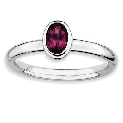 Oval Rhodolite Garnet Ring - Sterling Silver QSK439, MPN: QSK439, 886774004129