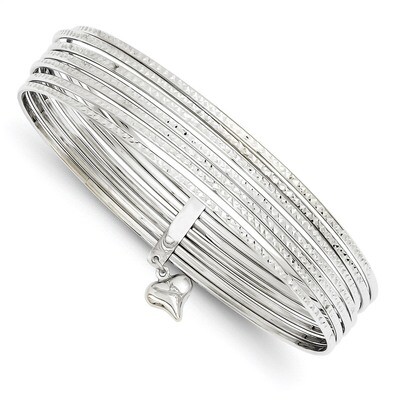 Diamond-cut Slip On 7 Bangles 14k White Gold DB535, MPN: DB535, 883957900025