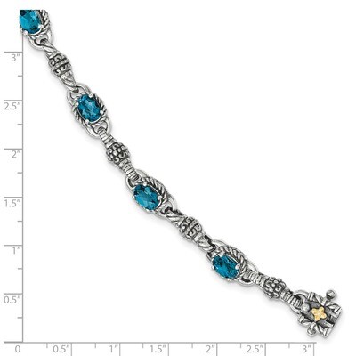 London Blue Topaz 7.25 in. Bracelet Sterling Silver &amp; 14k Gold QTC1383, MPN: QTC1383, 886774378732
