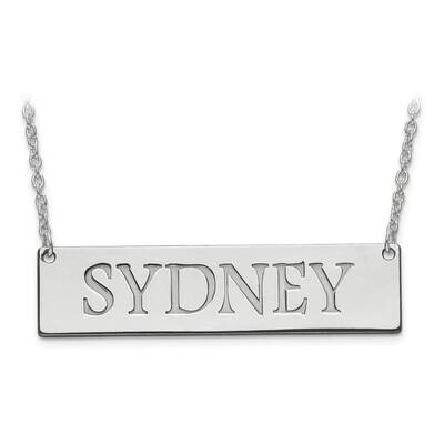 Recessed Letters Polished Name Bar with Chain 10k White Gold 10XNA648W, MPN: 10XNA648W, 191101220630