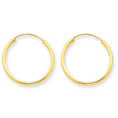 1.5mm Polished Round Endless Hoop Earrings 14k Gold XY1159, MPN: XY1159, 883957299440